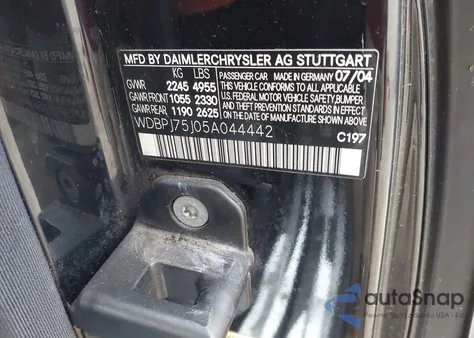 2005 Mercedes-Benz Cl 500 z USA, uszkodzony, nr VIN WDBPJ75J05A044442